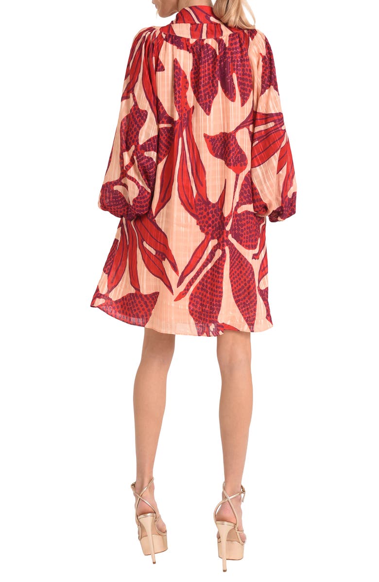 CIEBON Elisa Print Long Sleeve Shirtdress, Alternate, color, Red Multi