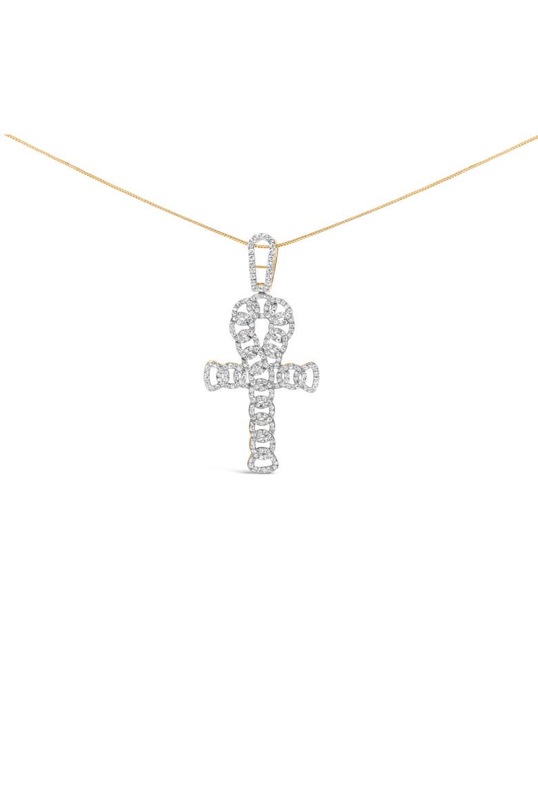 10K Yellow Gold 1.00 Cttw Ankh Cross Pendant, Main, color, Yellow