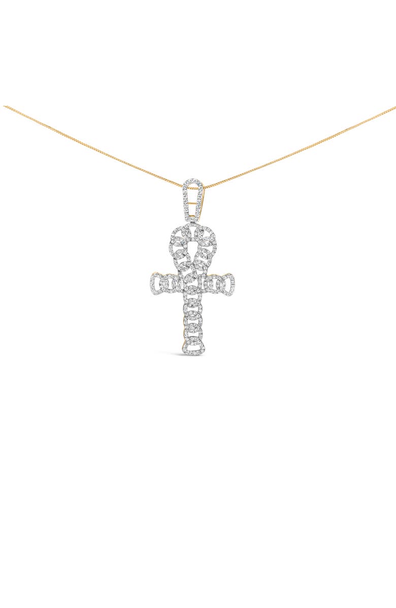Haus of Brilliance 10K Yellow Gold 1.00 Cttw Ankh Cross Pendant, Main, color, Yellow