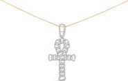 Haus of Brilliance 10K Yellow Gold 1.00 Cttw Ankh Cross Pendant