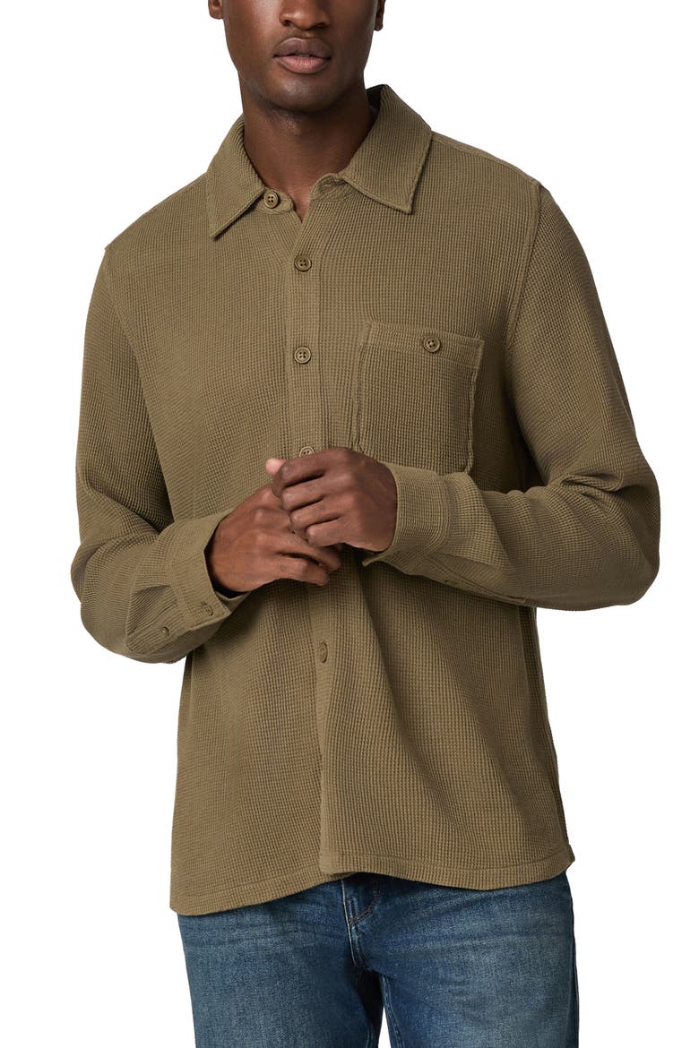 Hollander Waffle Knit Shirt, Main, color, NIGHT OLIVE