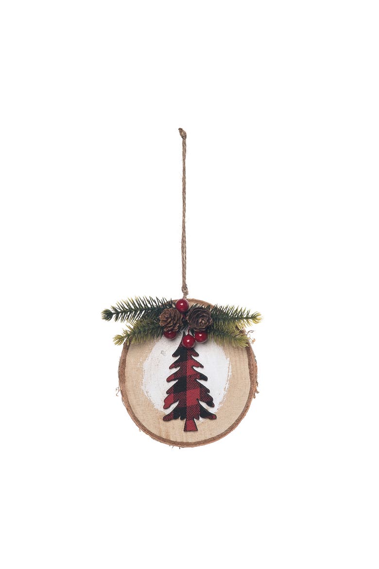 Tree Buffalo Plaid Ornament, Main, color, Red