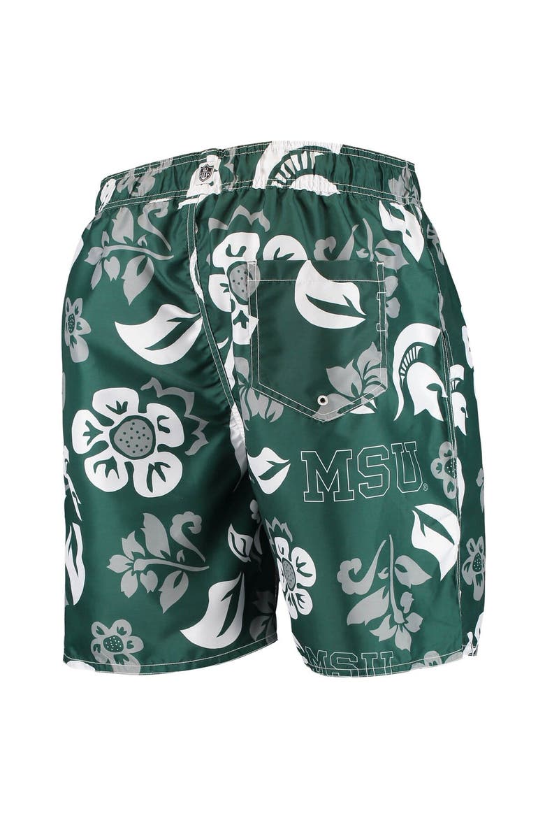 Men's Wes & Willy Green Michigan State Spartans Floral Volley Swim Trunks, Alternate, color, Green
