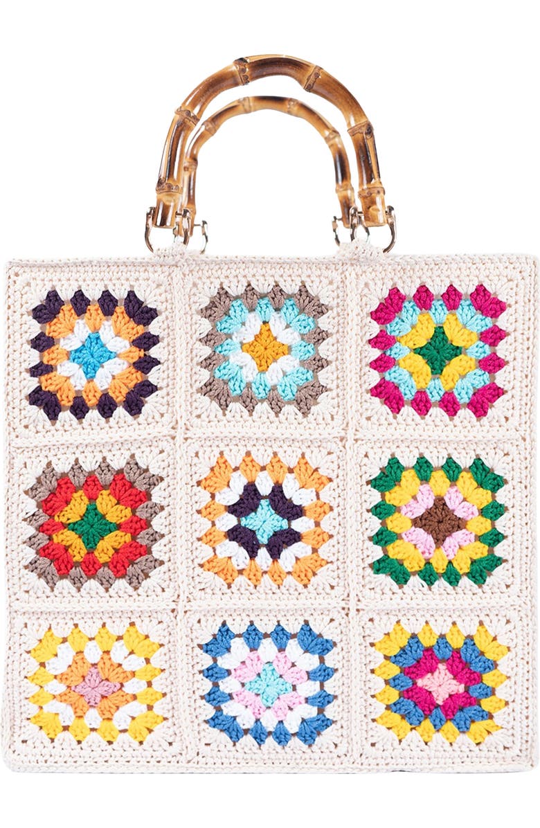 Jelavu Granny Square Crochet Tote Bag, Main, color, Ivory Multi