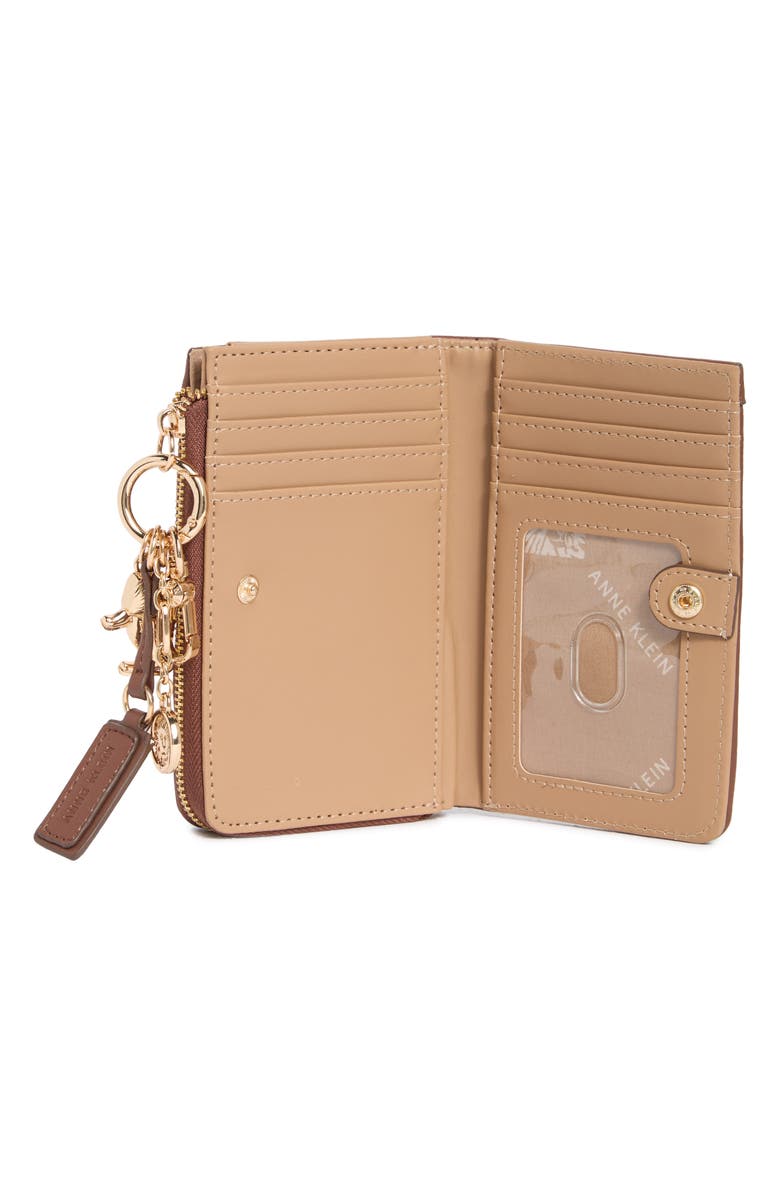 Anne Klein Bifold Wallet with Charms, Alternate, color, Walnut