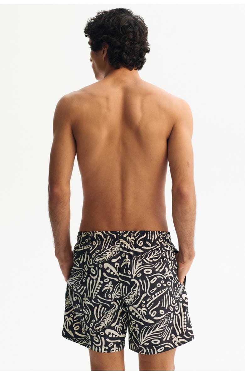 H&M Patterned Swim Shorts, Alternate, color, Black/Patterned
