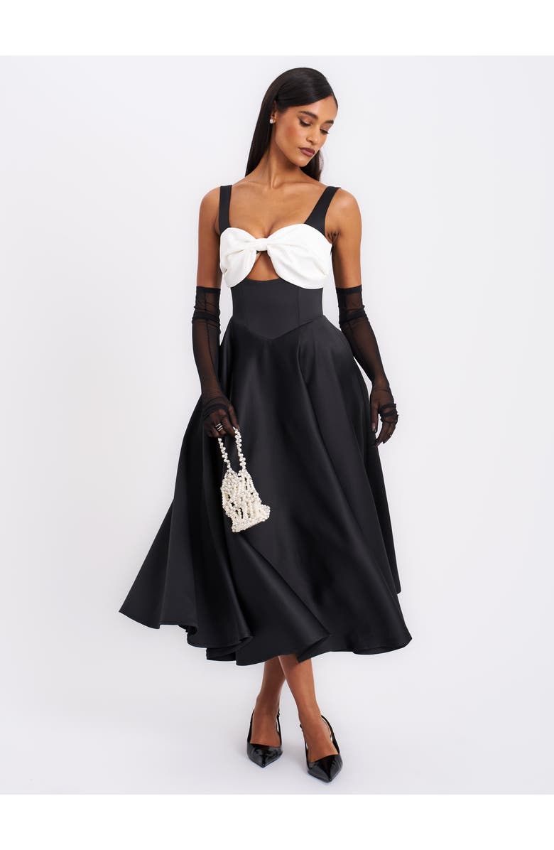 Miss Circle Edda Maxi Gown with White Bow, Main, color, Black With White Bow