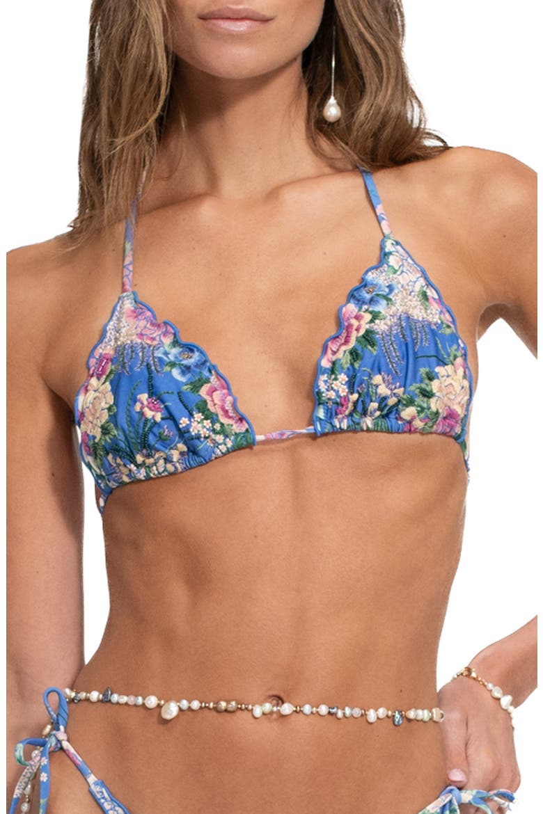 Lolita Ivy Triangle Bikini Top, Main, color, BLUE