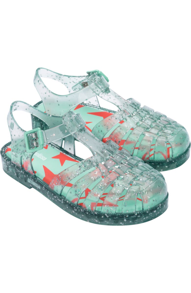 Melissa Kids' Possession Metallic Jelly Sandal, Main, color, Glitter Green