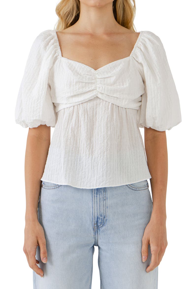 Textured Tie Back Top, Main, color, WHITE