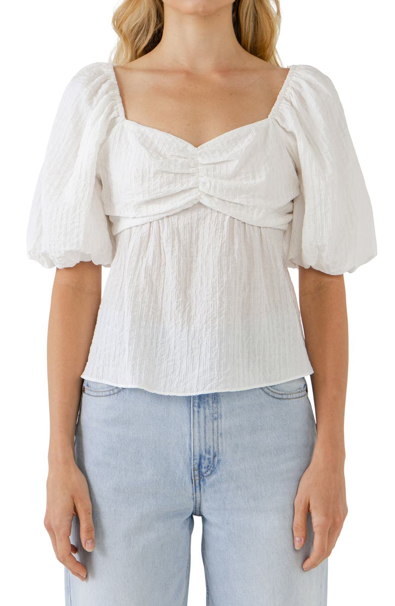 Free the Roses Textured Tie Back Top, Main, color, White