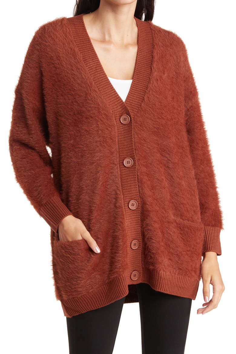 Eyelash Cardigan, Main, color, CHESTNUT