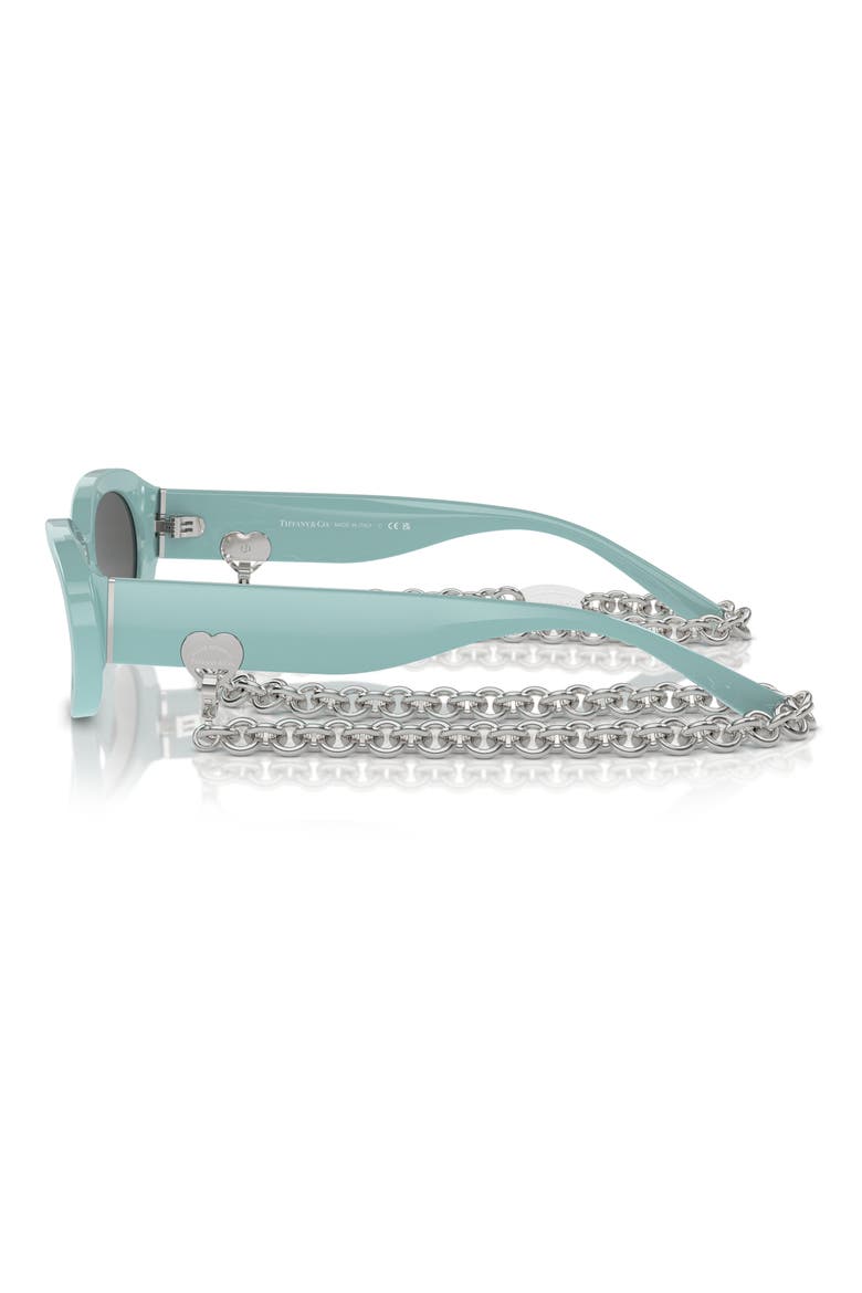 54mm Oval Sunglasses with Chain, Alternate, color, BLUE GREY