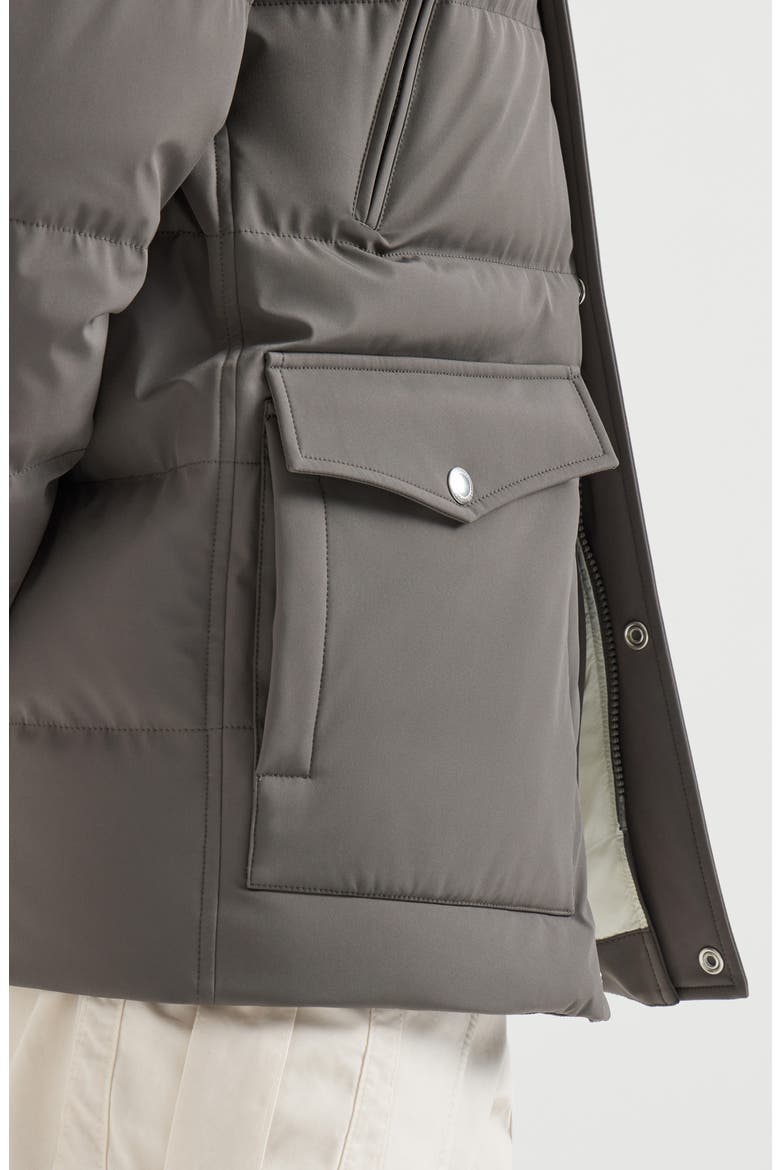 Stretch bonded nylon down parka with detachable hood, Alternate, color, Lead