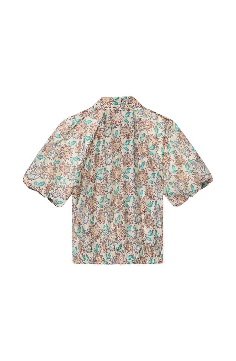 MINT VELVET Floral Print Puff Sleeve Shirt, Alternate, color, Burgundy