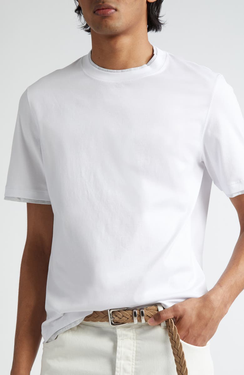 Brunello Cucinelli Tipped Cotton T-Shirt, Alternate, color, 