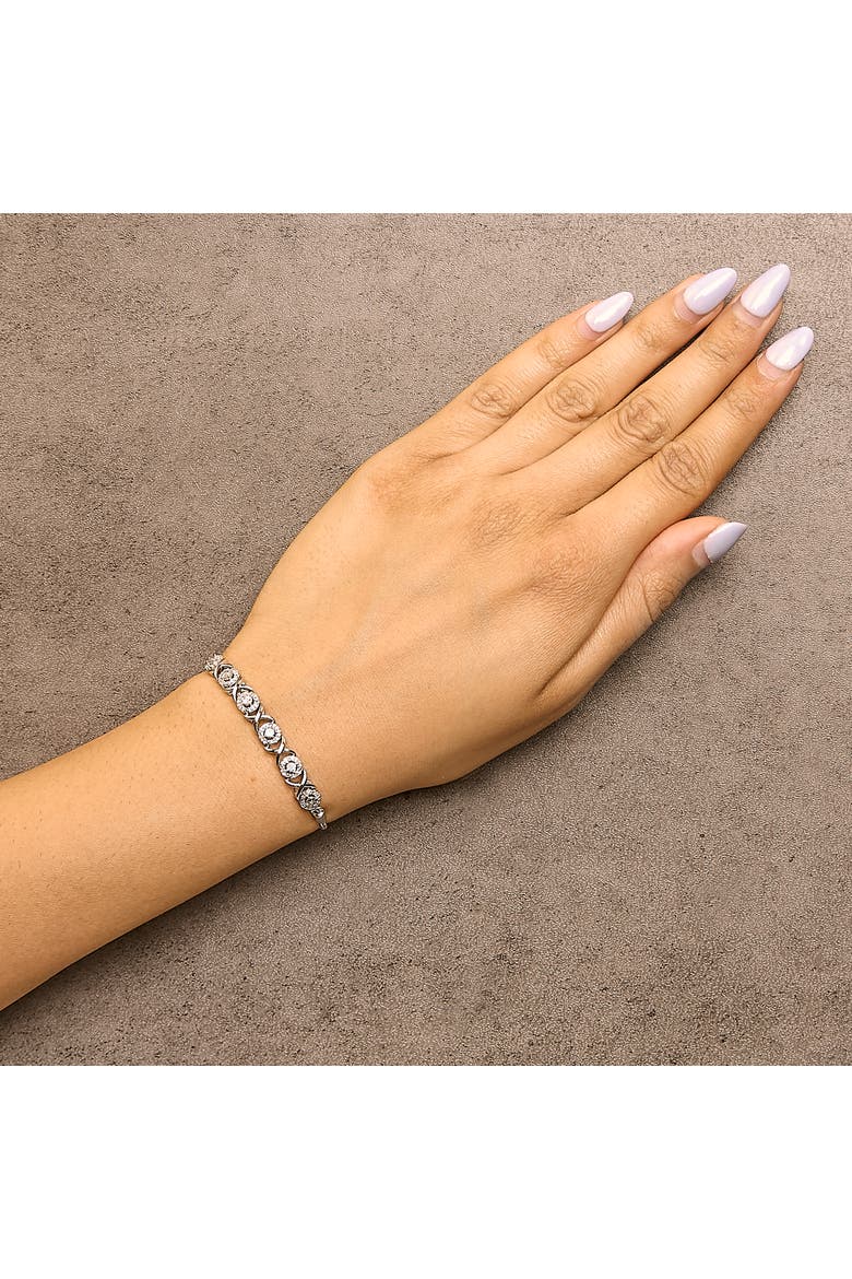 Silver 1/6 Cttw Diamond X and O Bolo Bracelet, Alternate, color, White