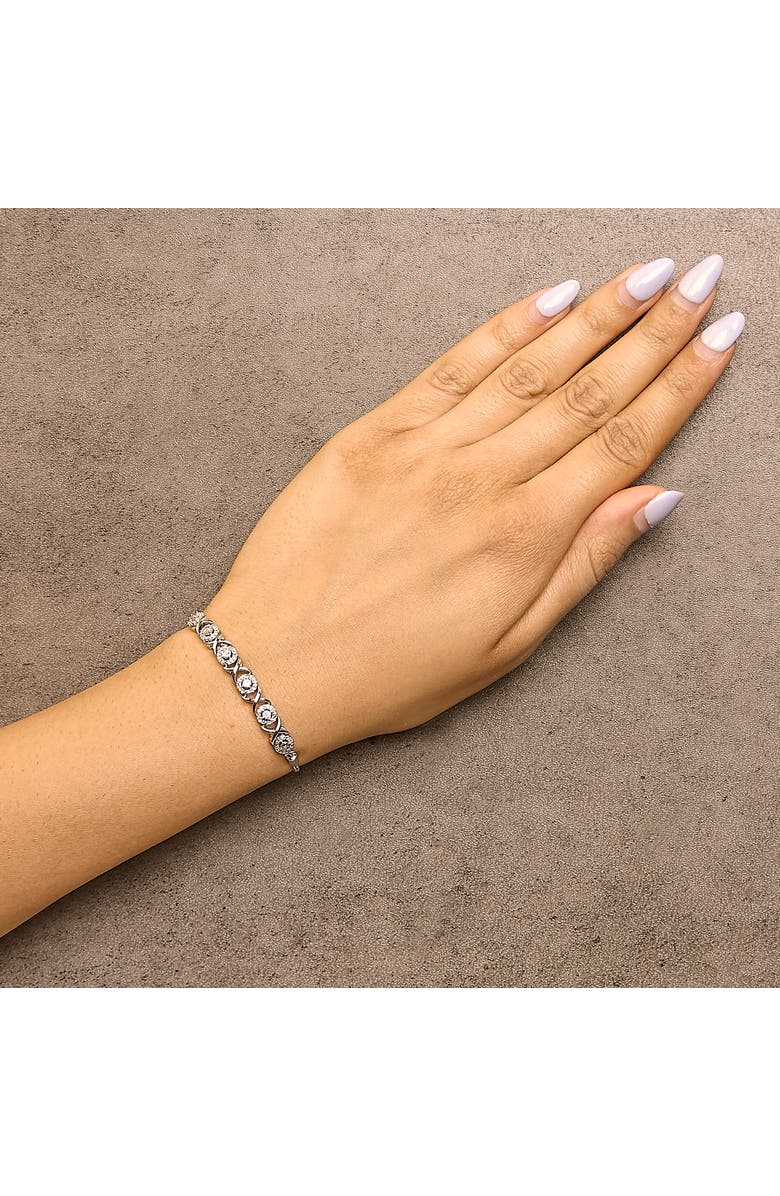 Haus of Brilliance Silver 1/6 Cttw Diamond X and O Bolo Bracelet, Alternate, color, White