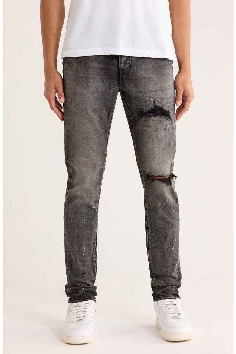 Ripped Distressed Skinny Jeans, Main, color, BLACK