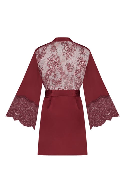 Hunkemoller Hunkemöller Camille Lace Trim Satin Robe In Red