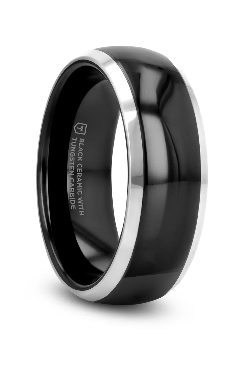Carrera Domed Ceramic Tungsten Wedding Band, Main, color, 8mm