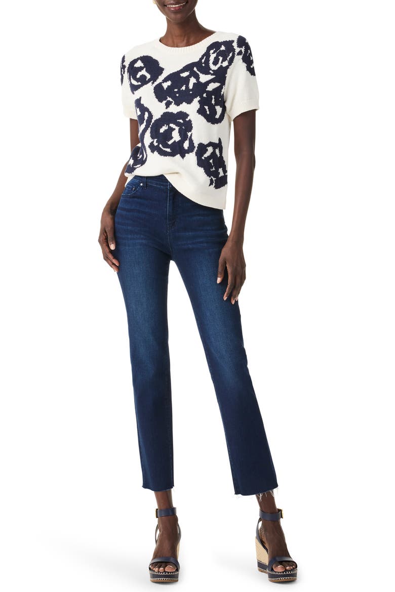 Rose Bloom Short Sleeve Sweater, Alternate, color, CREAM MULTI