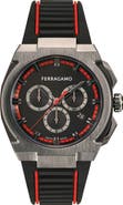 FERRAGAMO Supreme Chronograph Recycled Polyurethane Strap Watch, 43mm
