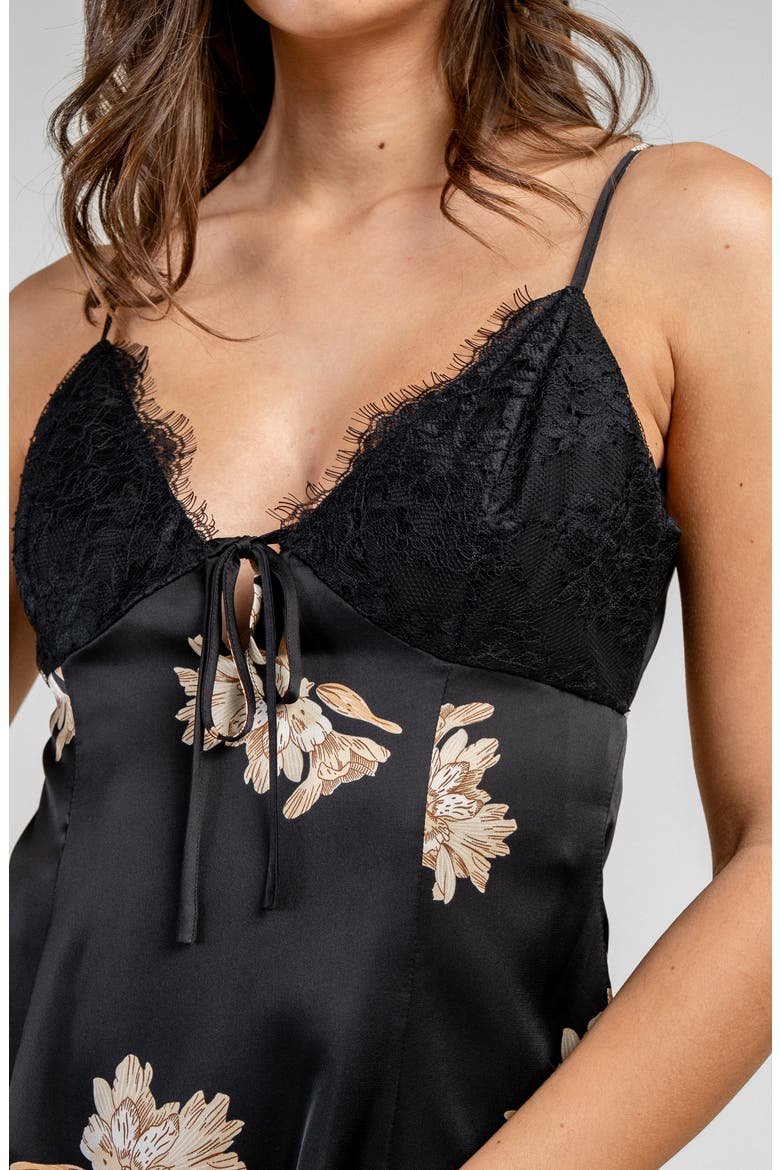 Lace Bodice Swing Minidress, Alternate, color, BLACK
