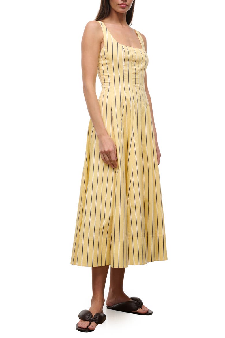 Wells Stripe Stretch Cotton Poplin Midi Dress, Alternate, color, MONDAY STRIPE LOBSTER