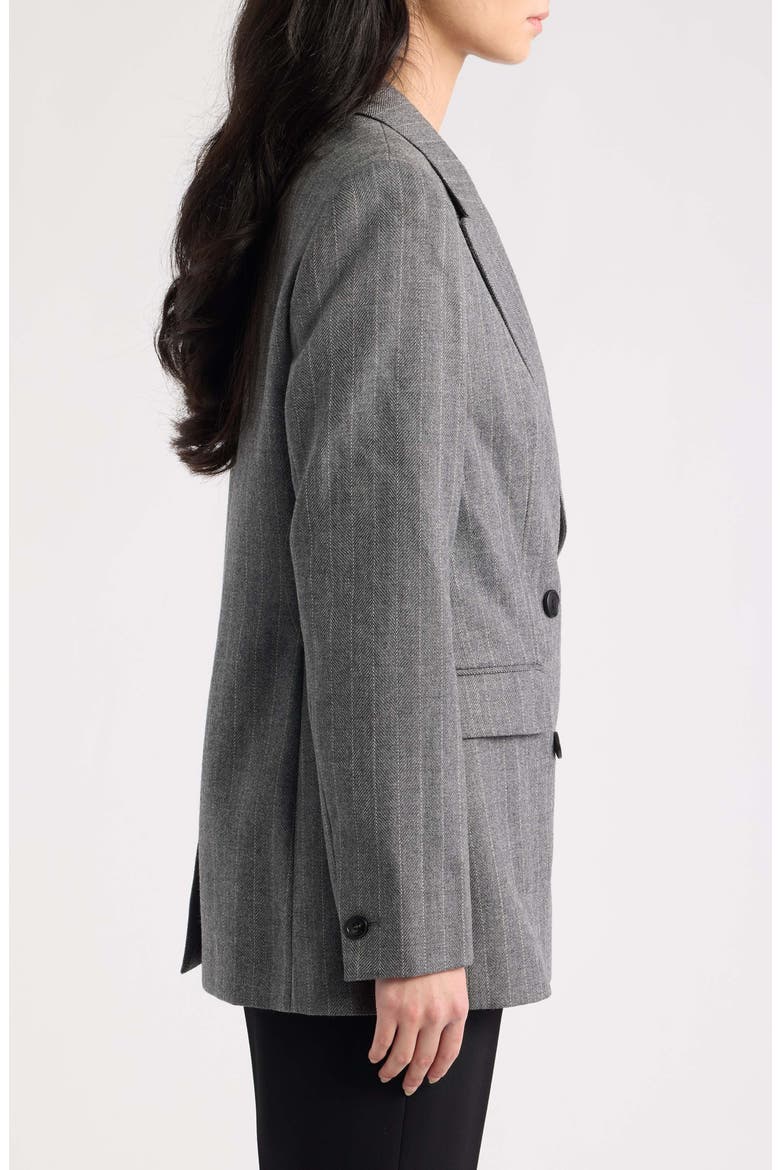 Astrid Pinstripe Herringbone Double Breasted Wool Blazer, Alternate, color, GREY