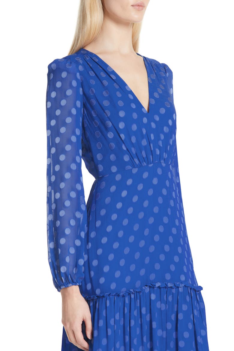 Polka Dot Ruffle Dress, Alternate, color, COBALT BLUE