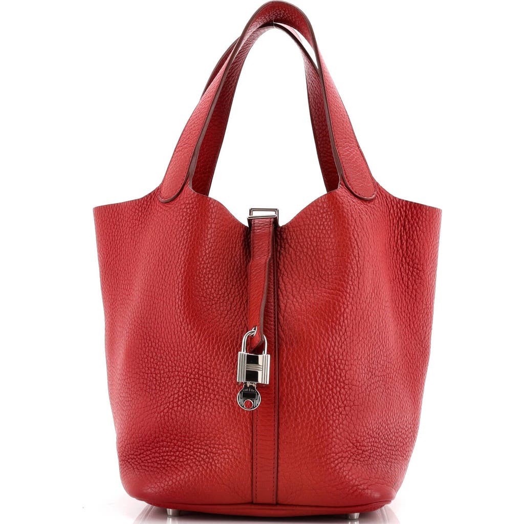 Pre-owned Hermes Hermes Picotin Lock Bag Clemence Mm In Red