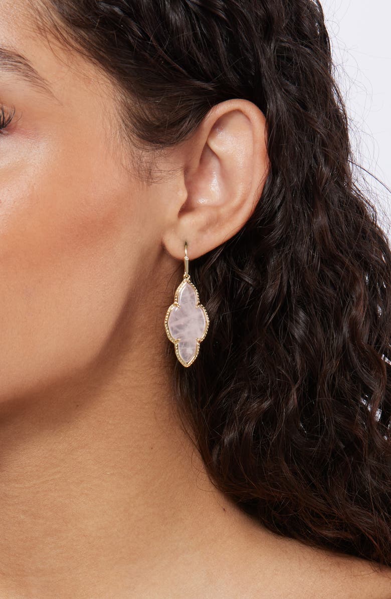 Kendra Scott Abbie Drop Earrings, Alternate, color, Gold Rose Quartz