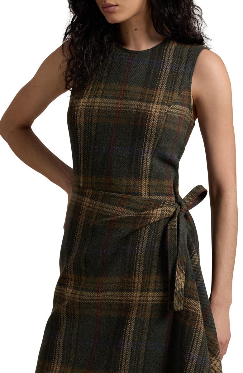 Polo Ralph Lauren Plaid Sleeveless Wool Blend Faux Wrap Dress, Alternate, color,