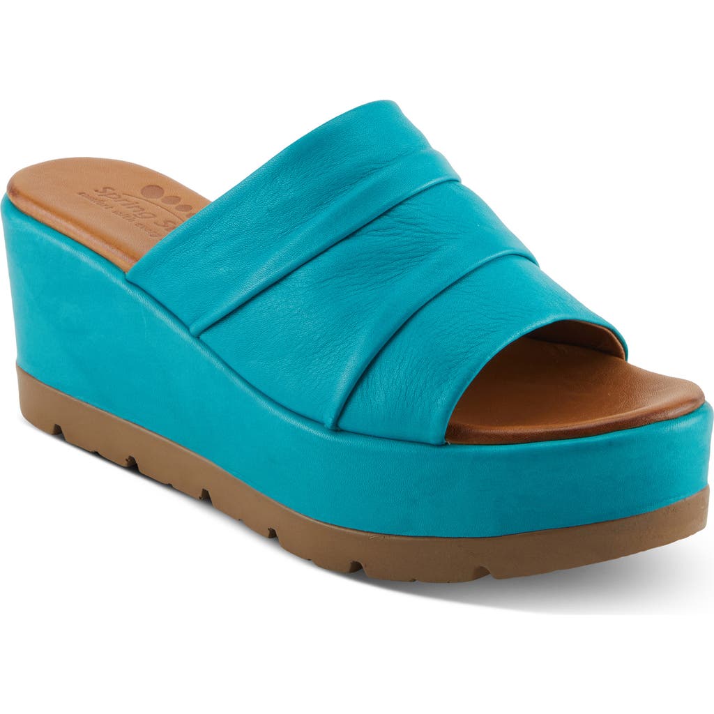 Spring Step Allerton Platform Wedge Slide Sandal In Turquoise