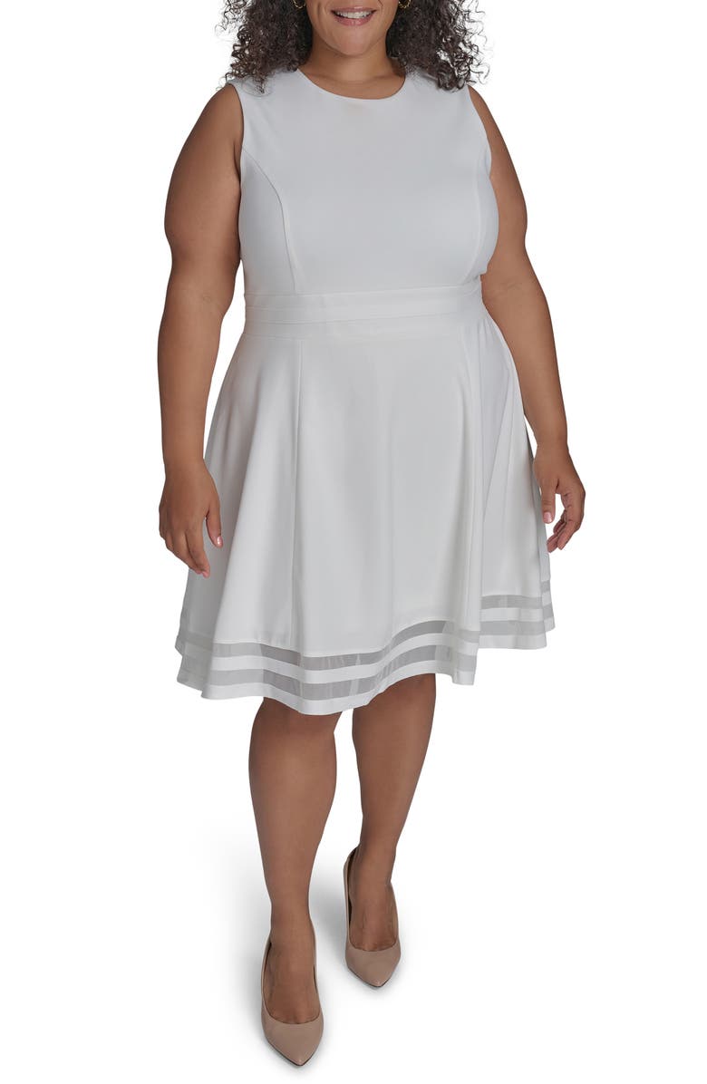 Calvin Klein Scuba Crepe Dress, Main, color, Cream