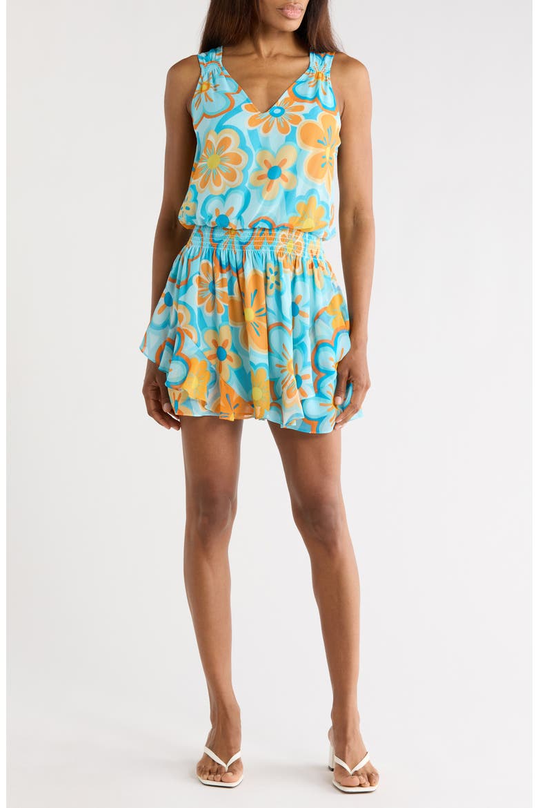 Laila Floral Sleeveless Minidress, Main, color, RETRO DAISY FLORAL