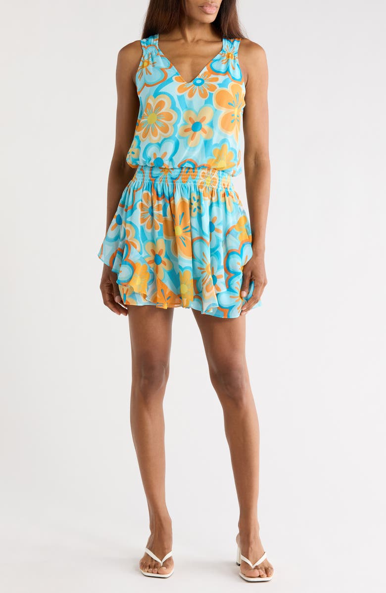 Ramy Brook Laila Floral Sleeveless Minidress, Main, color, Retro Daisy Floral