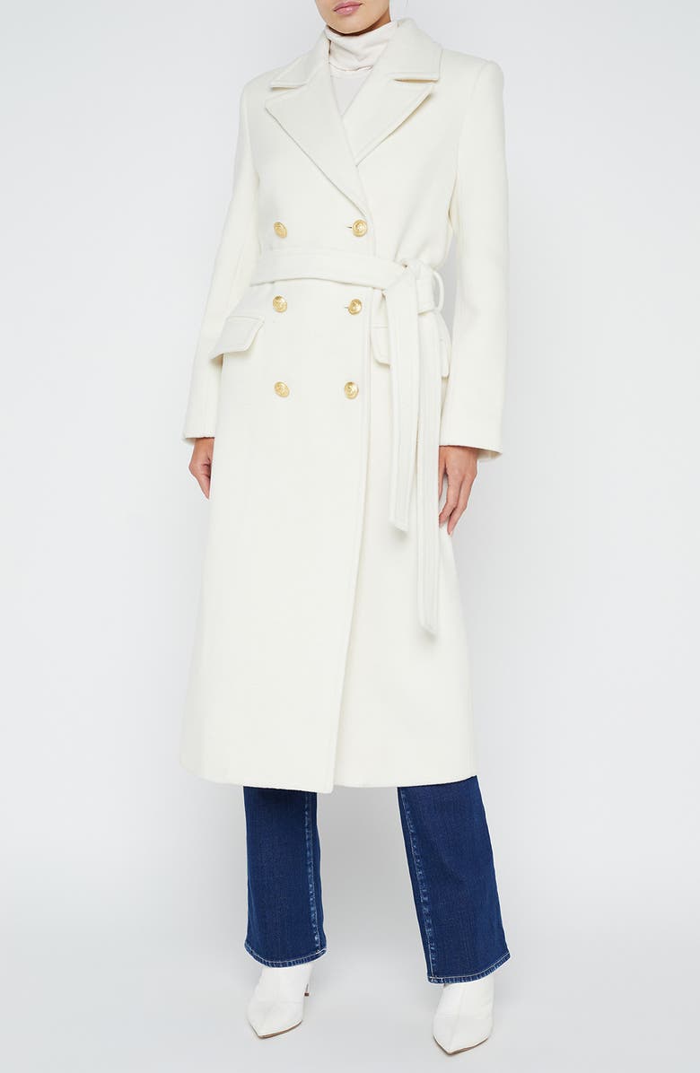 L'AGENCE Olina Belted Wool Blend Trench Coat, Main, color,