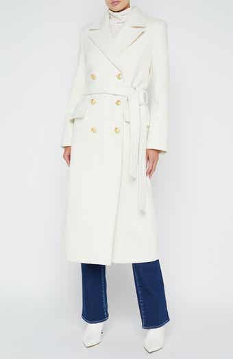 Olina Belted Wool Blend Trench Coat