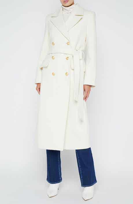 Olina Belted Wool Blend Trench Coat
