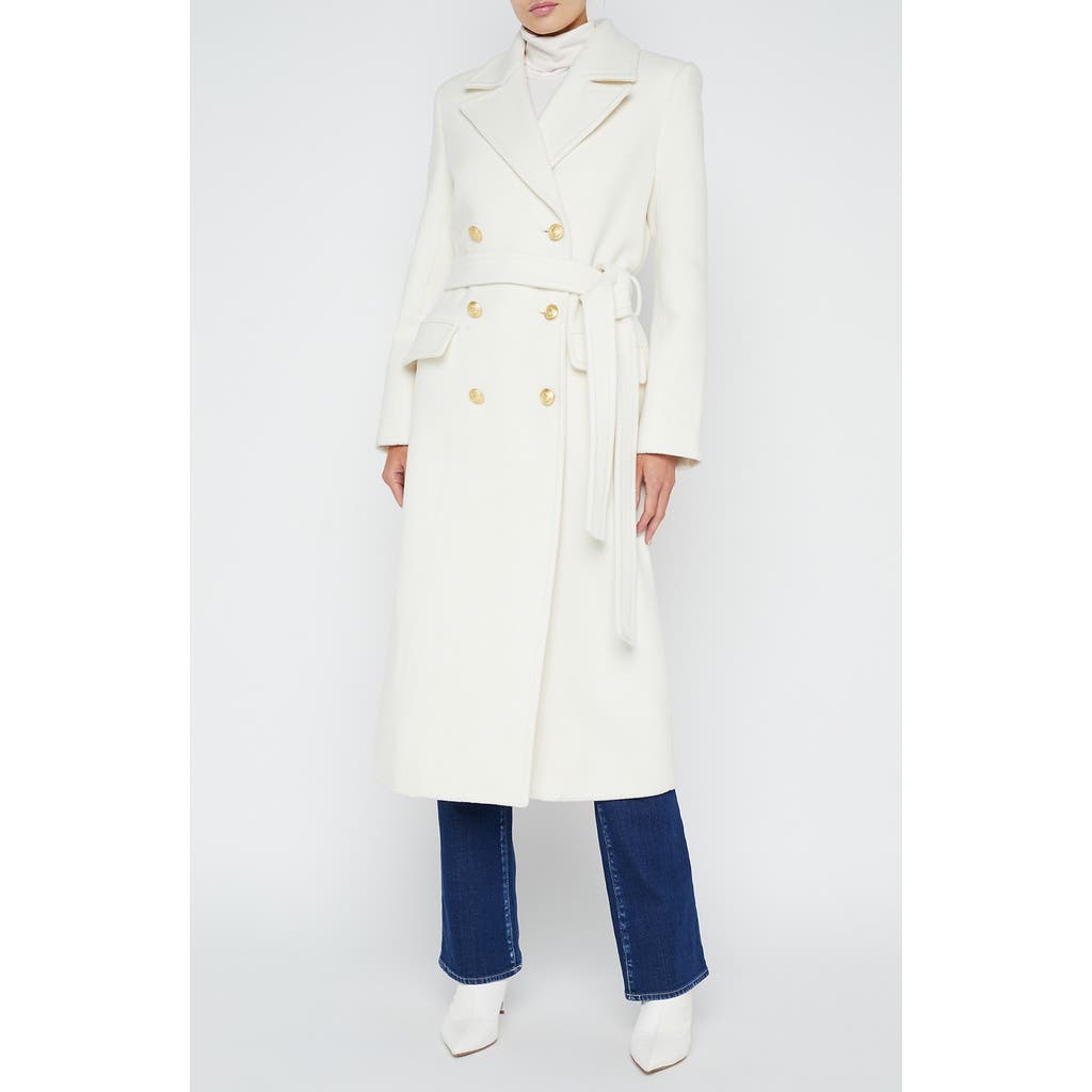 L Agence L'agence Olina Belted Wool Blend Trench Coat In Ivory