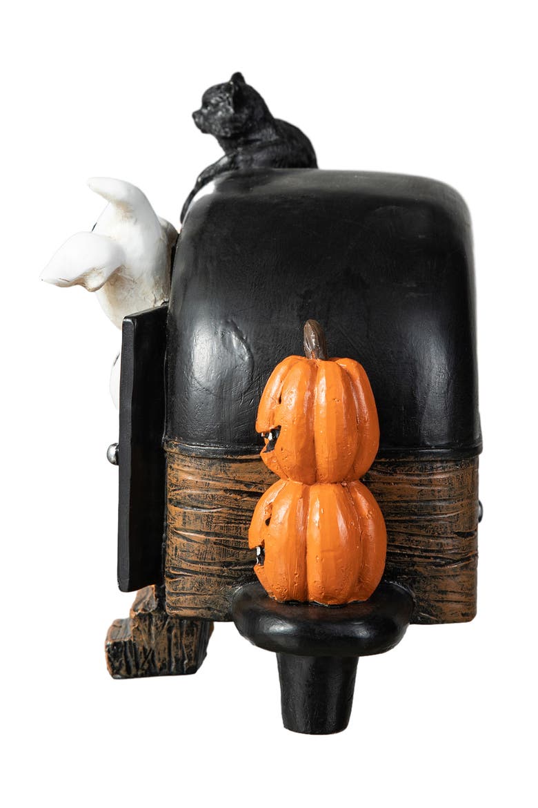 Halloween Polyresin Lighted Camper with Ghost Black Cat Table Decor, Alternate, color, Black