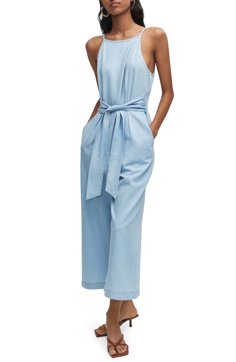 MANGO Tie Detail Jumpsuit, Main, color,