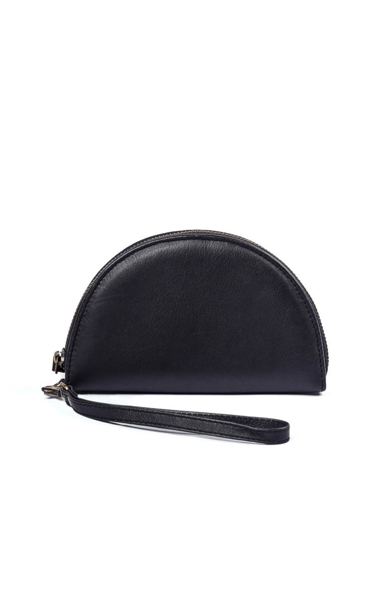 Mandrn Leather Halfmoon Wallet, Alternate, color, Black