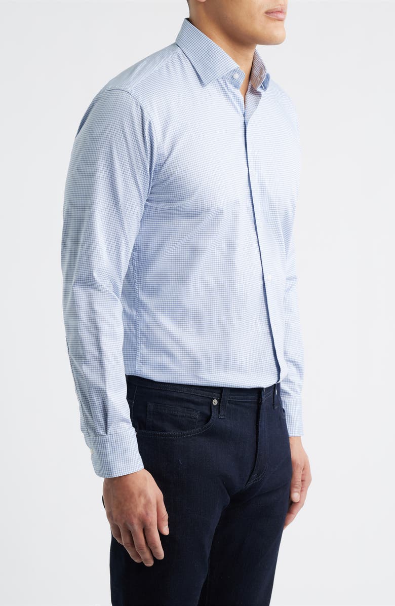 Peter Millar Conway Microcheck Crown Lite Performance Twill Button-Up Shirt, Alternate, color, Windsor Blue