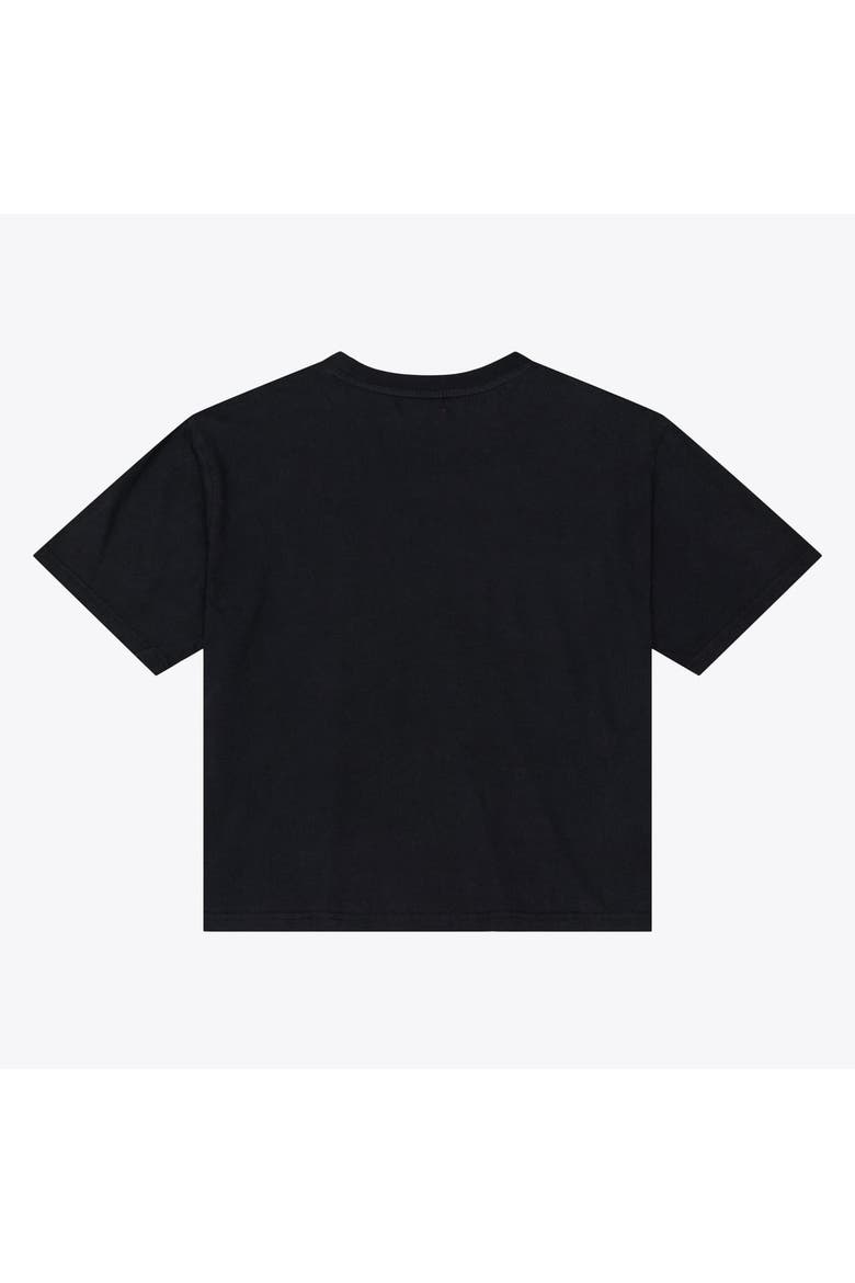 Women's Mitchell & Ness Black Philadelphia Eagles Core Essentials Micro Logo Boxy Crop T-Shirt, Alternate, color, Black