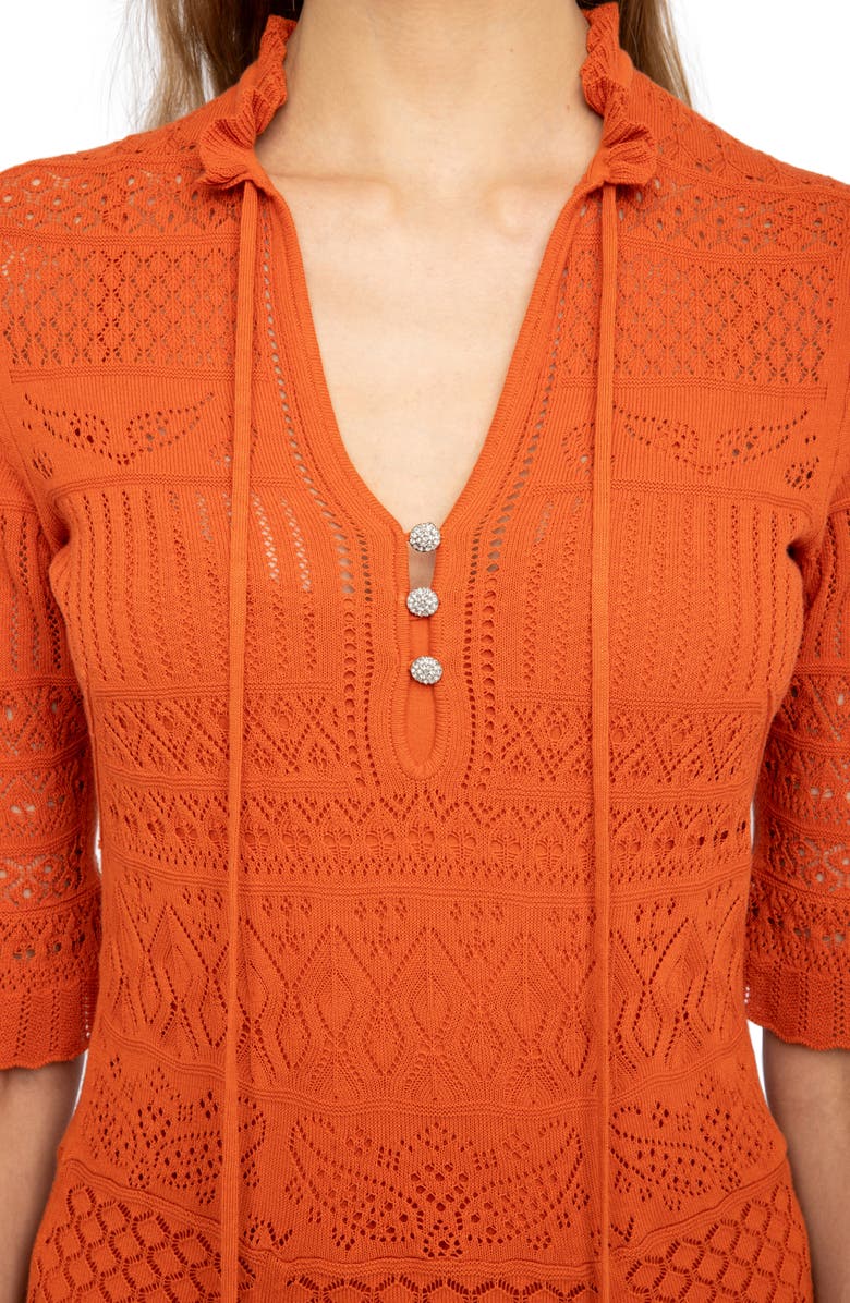 Zadig & Voltaire Memphis Cotton Pointelle Dress, Alternate, color, Tangerine