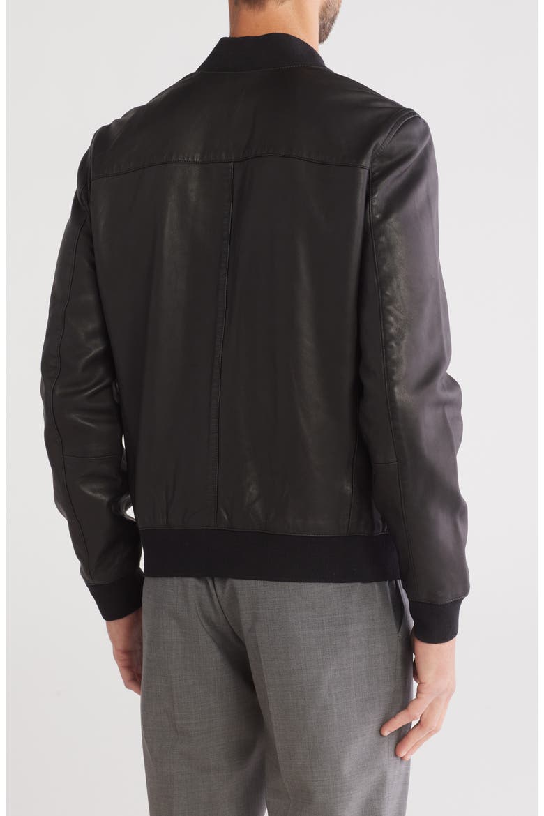 Niko Leather Bomber Jacket, Alternate, color, BLACK