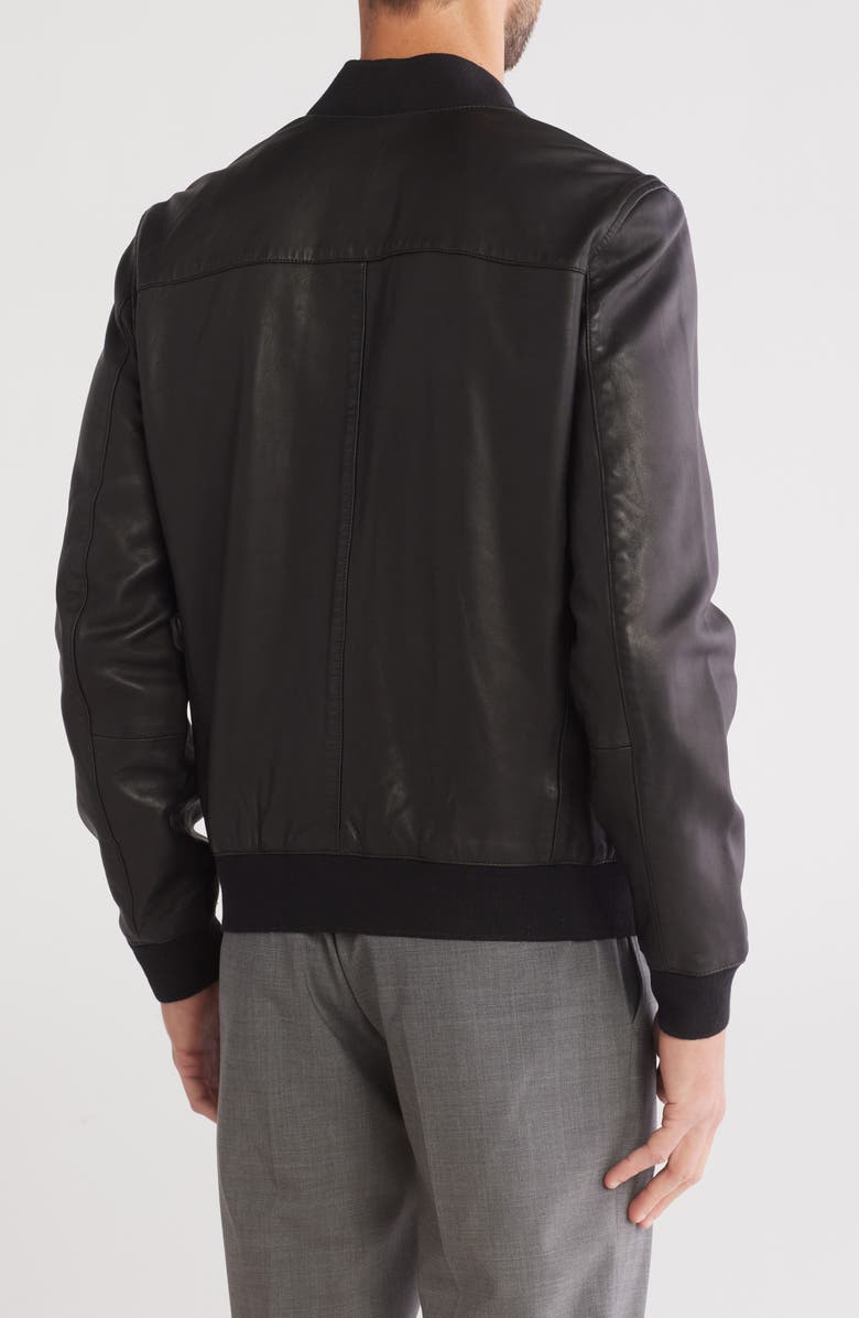 AllSaints Niko Leather Bomber Jacket, Alternate, color, Black